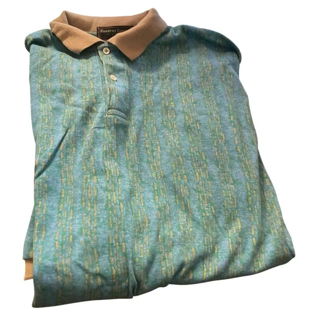 Country cottons vintage size XXL Green and Tan Men's Polo Shirt